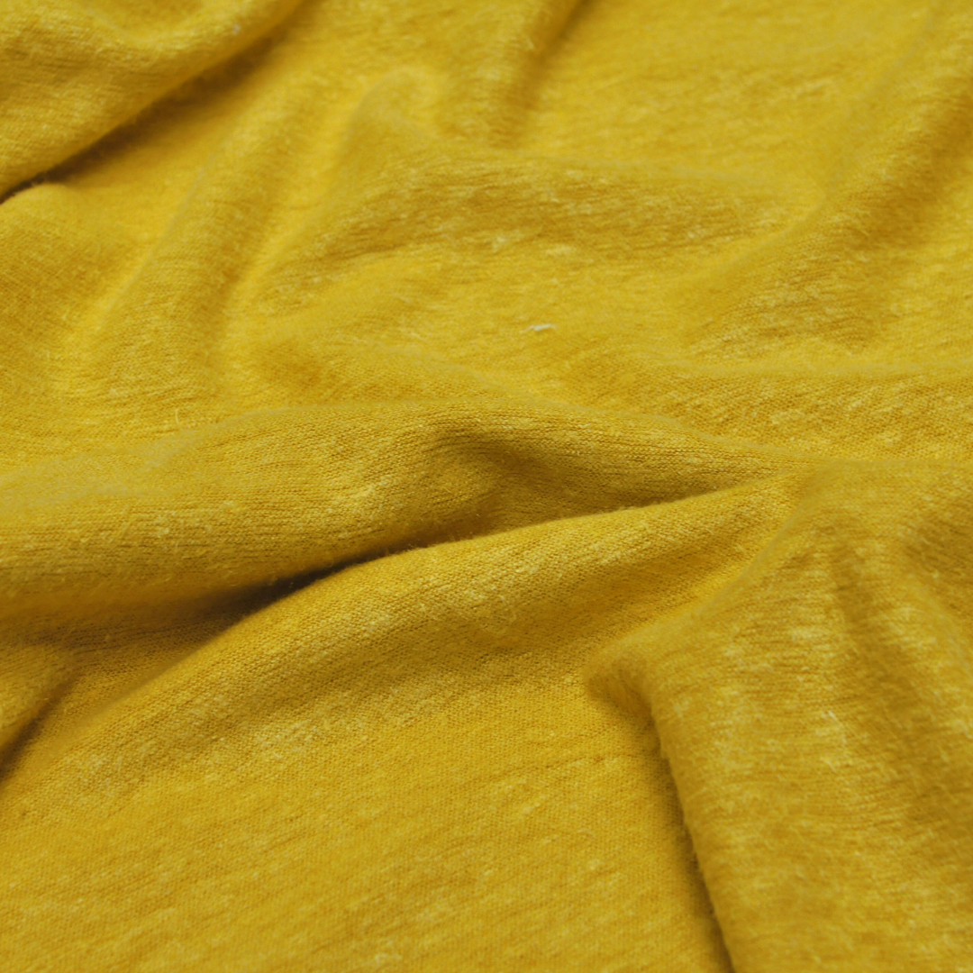 55% Turkish Hemp 45% Organic Cotton Single Jersey - Soft Honey Mustard (2SP544)