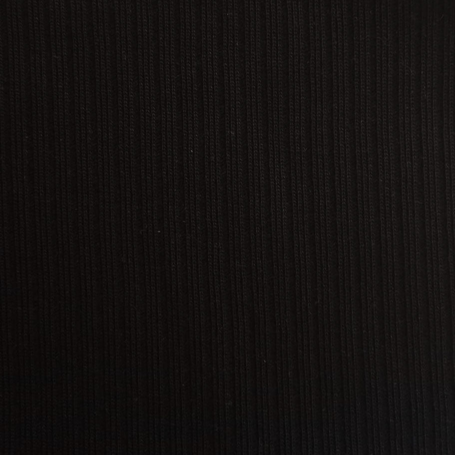 100% Organic Cotton Rib Knit - Black (2RB205)