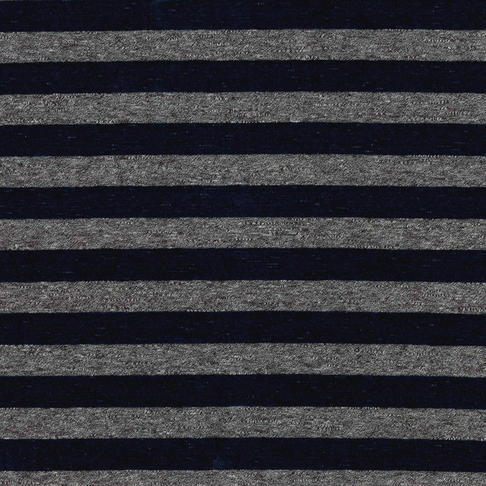 100% Organic Cotton Single Jersey - Denim Grey Melange Stripe