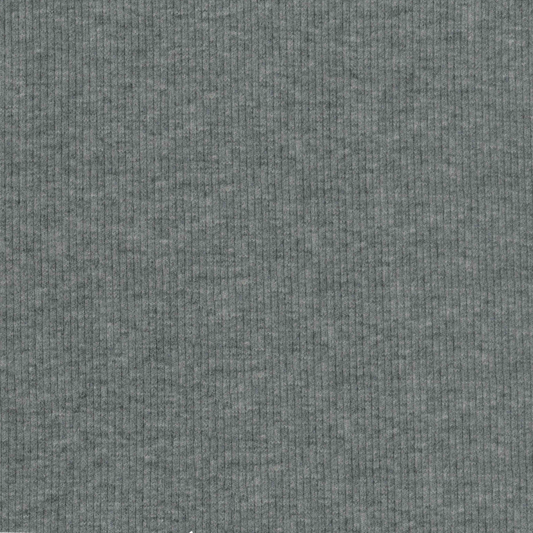 95% Organic Cotton, 5% Elastane 2x1 Rib Knit - Grey Melange (2RB118)