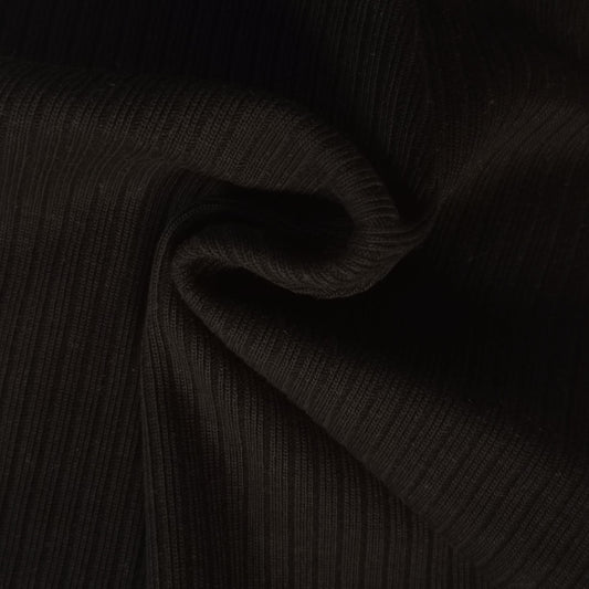 100% Organic Cotton Rib Knit - Black (2RB205)