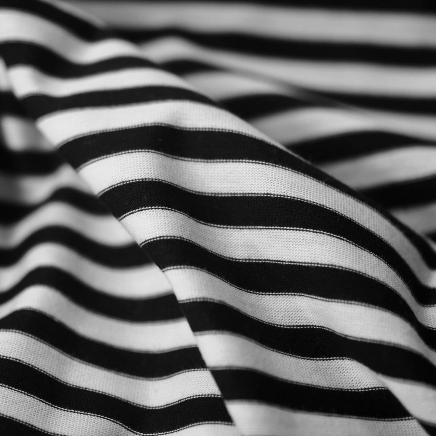100% Organic Cotton Single Jersey - Black/White Stripe (2SP206)
